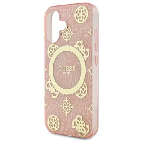 Buy Guess GUHMP16SH4PYEEP Apple iPhone 16 hardcase IML Peony On 4G Background MagSafe pink - GUE3647 - {ean13} - Home Screen Store Europe