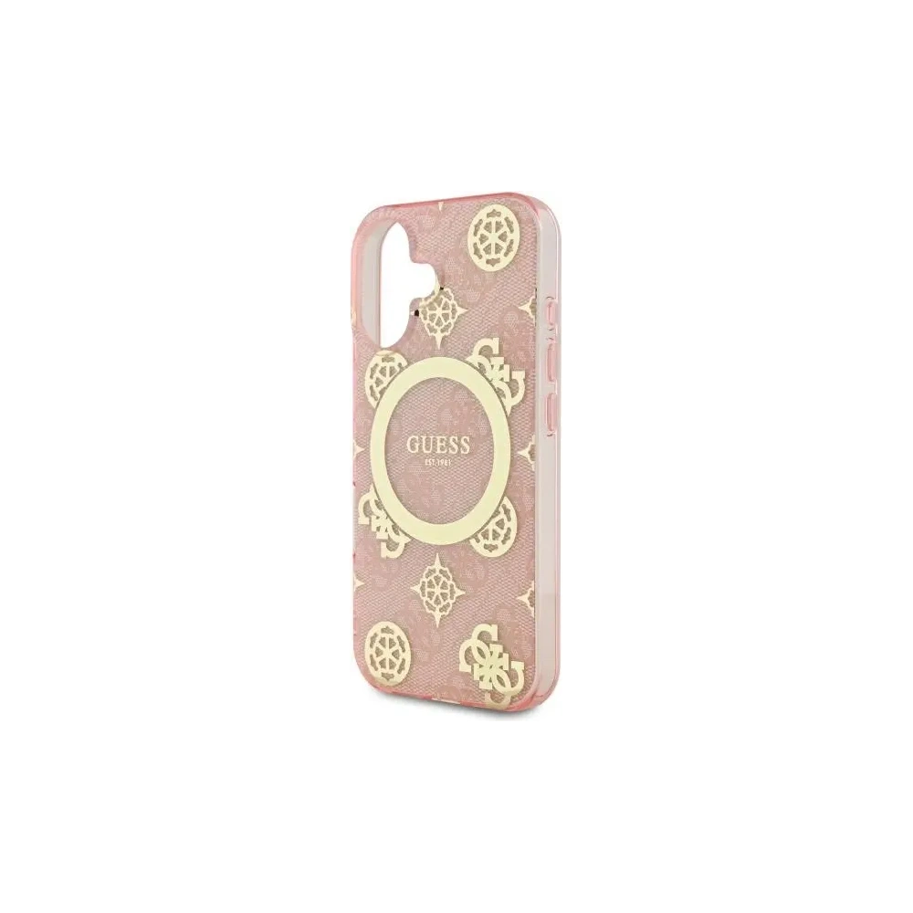 Etui Guess GUHMP16SH4PYEEP Apple iPhone 16 hardcase IML Peony On 4G Background MagSafe różowy/pink