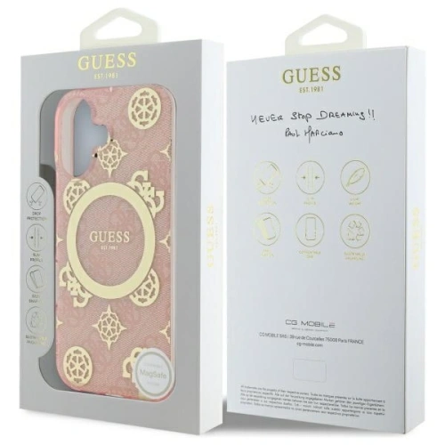 Buy Guess GUHMP16SH4PYEEP Apple iPhone 16 hardcase IML Peony On 4G Background MagSafe pink - GUE3647 - {ean13} - Home Screen Store Europe