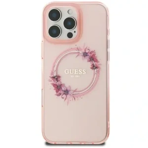 Buy Guess GUHMP16SHFWFCP Apple iPhone 16 hardcase IML Flowers Wreath MagSafe pink - GUE3650 - {ean13} - Home Screen Store Europe