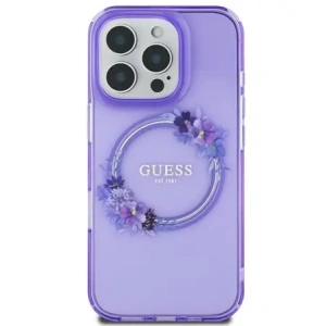 Kup Etui Guess GUHMP16SHFWFCU Apple iPhone 16 hardcase IML Flowers Wreath MagSafe fialový/purple - GUE3651 - {ean13} - Sklep Home Screen