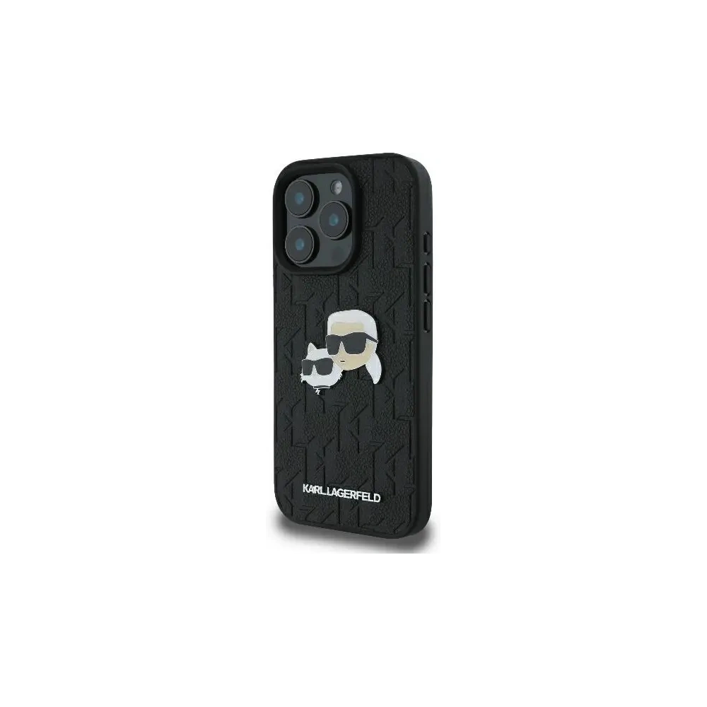 Etui Karl Lagerfeld KLHCP16LPGKLKCPK Apple iPhone 16 Pro hardcase Monogram Karl&Chaoupette Head Pin czarny/black