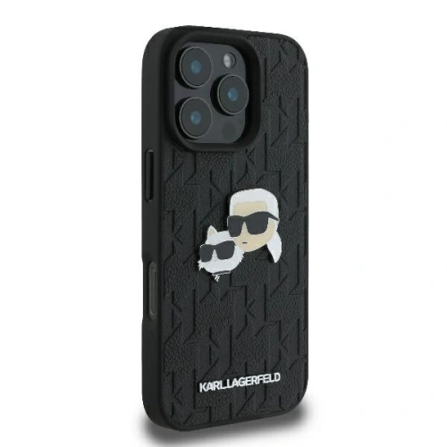 Buy Karl Lagerfeld KLHCP16LPGKLKCPK Apple iPhone 16 Pro hardcase Monogram Karl&Chaoupette Head Pin black - KLD21736 - {ean13} - Home Screen Store Europe