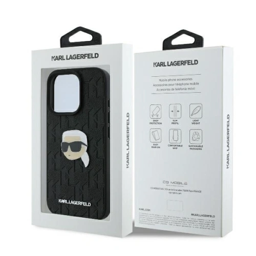 Buy Karl Lagerfeld KLHCP16LPGKLKIPK Apple iPhone 16 Pro hardcase Monogram Karl Head Pin black - KLD21737 - {ean13} - Home Screen Store Europe