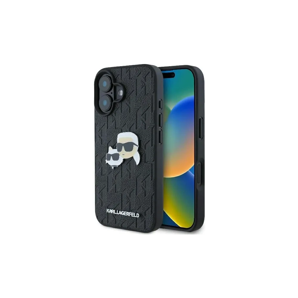 Etui Karl Lagerfeld KLHCP16MPGKLKCPK Apple iPhone 16 Plus hardcase Monogram Karl&Chaoupette Head Pin czarny/black