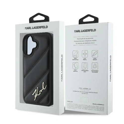 Buy Karl Lagerfeld KLHCP16MPQDSMGK Apple iPhone 16 Plus hardcase Quilted Signature black - KLD21739 - {ean13} - Home Screen Store Europe