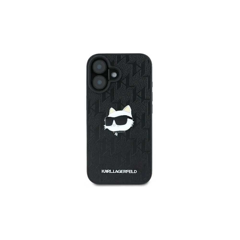 Etui Karl Lagerfeld KLHCP16SPGKLCHPK Apple iPhone 16 hardcase Monogram Choupette Head Pin czarny/black