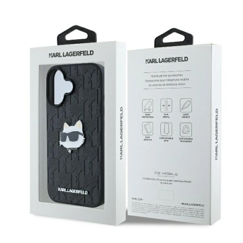 Kup Etui Karl Lagerfeld KLHCP16SPGKLCHPK Apple iPhone 16 hardcase Monogram Choupette Head Pin czarny/black - KLD21740 - {ean13} - Sklep Home Screen
