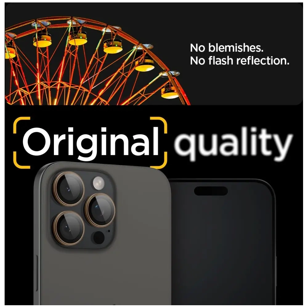 Szkło hartowane na aparat Spigen GLAS.tR Ez Fit Optik Pro Camera Protector Apple iPhone 16 Pro / Pro Max Desert Titanium [2 PACK]