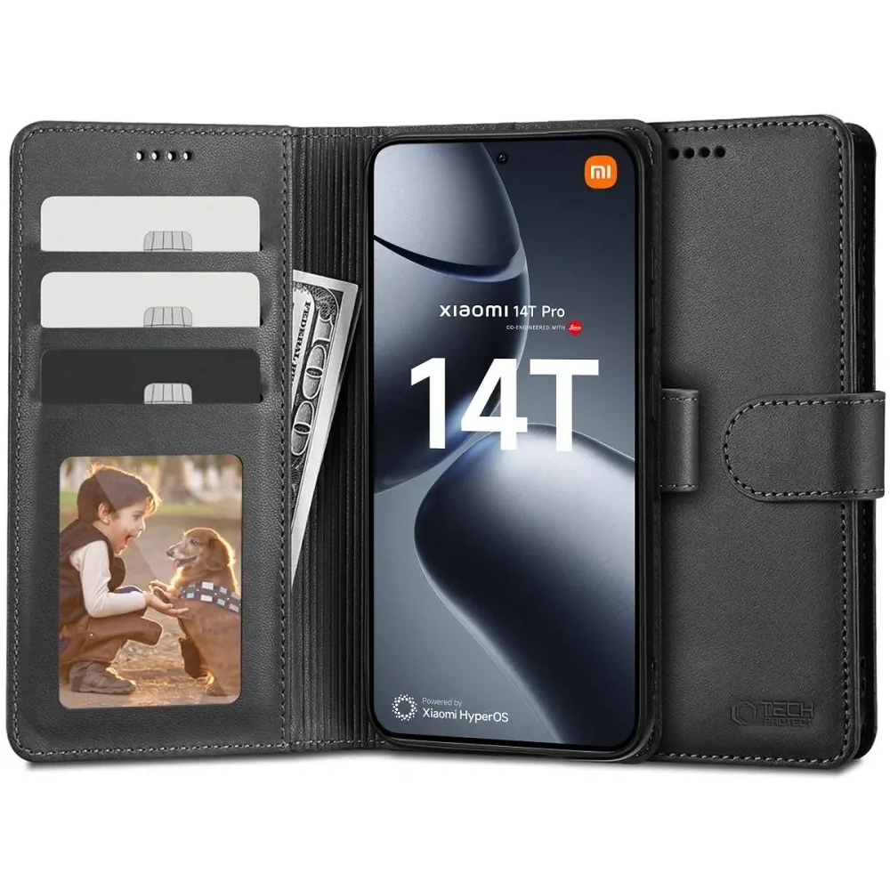 Etui Tech-Protect Wallet Xiaomi 14T Pro Black