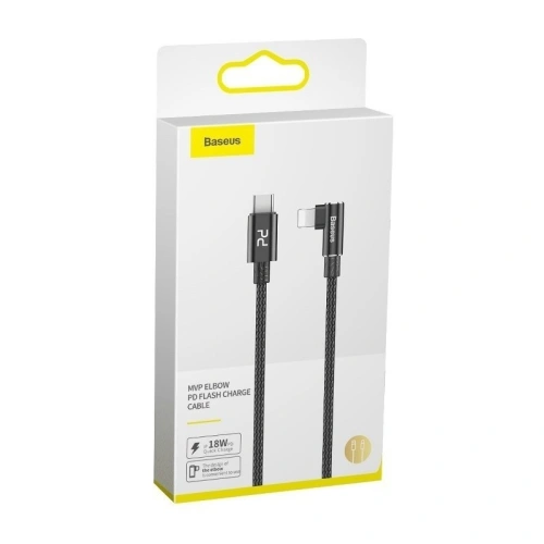 Kup USB-C to Lightning PD sarokkábel Baseus MVP Elbow, 18W, 2m (fekete) - BSU1207BLK - {ean13} - Sklep Home Screen