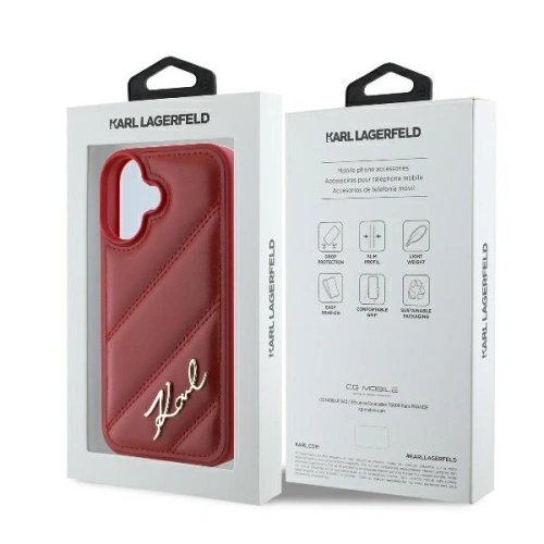 Buy Karl Lagerfeld KLHCP16SPQDSMGR Apple iPhone 16 hardcase Quilted Signature red - KLD21746 - {ean13} - Home Screen Store Europe
