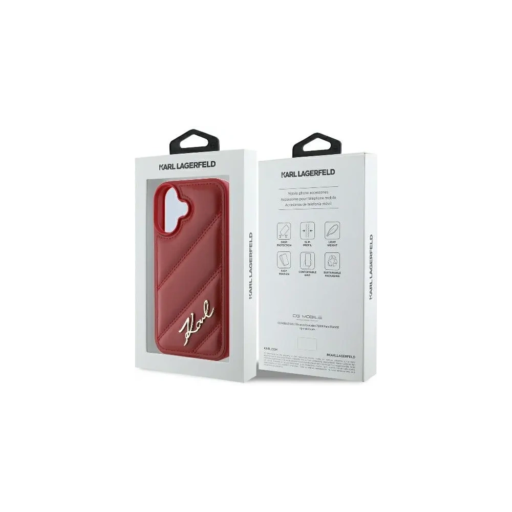Etui Karl Lagerfeld KLHCP16SPQDSMGR Apple iPhone 16 hardcase Quilted Signature czerwony/red