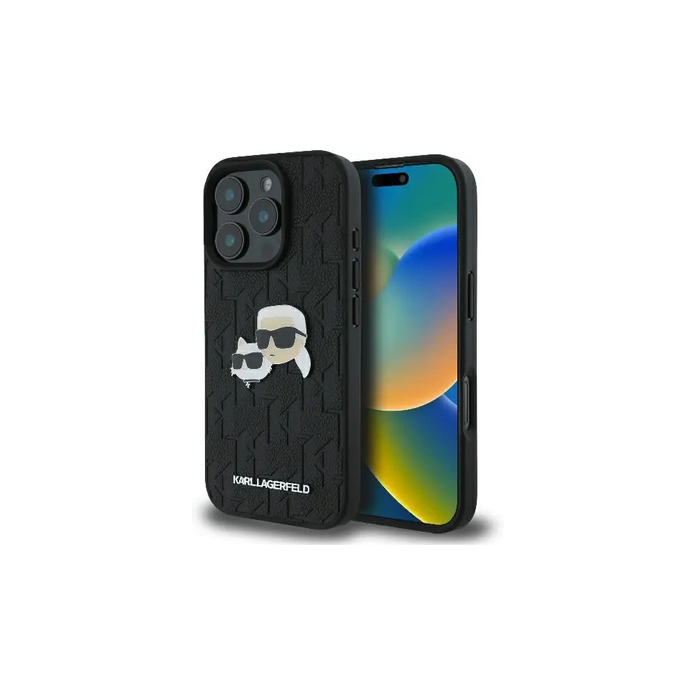 Etui Karl Lagerfeld KLHCP16XPGKLKCPK Apple iPhone 16 Pro Max hardcase Monogram Karl&Chaoupette Head Pin czarny/black