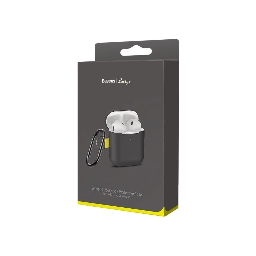 Etui Baseus Let's go Woven Label Hook Apple AirPods 1/2 Szaro-żółte