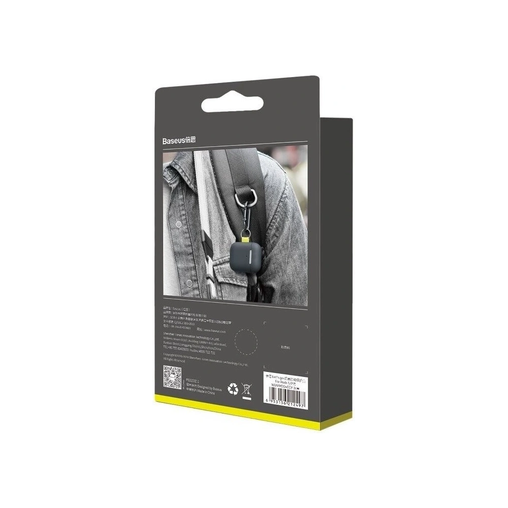 Etui Baseus Let's go Woven Label Hook Apple AirPods 1/2 Szaro-żółte