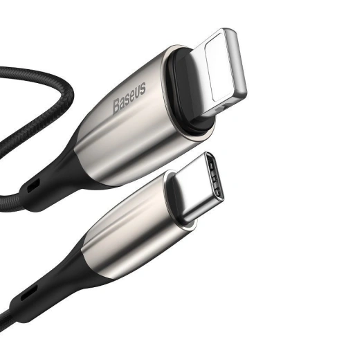 Kup Cablul USB-C la Lightning PD Baseus Orizontal, Power Delivery, LED, 2m (negru) - BSU1219BLK - {ean13} - Sklep Home Screen