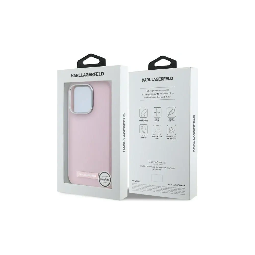Etui Karl Lagerfeld KLHMP15LPGMSRPP Apple iPhone 15 Pro hardcase FW Metal Plate MagSafe różowy/pink