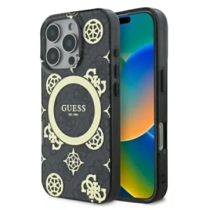 Buy Guess GUHMP16LH4PYEEK Apple iPhone 16 Pro hardcase IML Peony On 4G Background MagSafe black - GUE3652 - {ean13} - Home Screen Store Europe