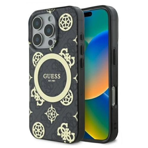 Buy Guess GUHMP16LH4PYEEK Apple iPhone 16 Pro hardcase IML Peony On 4G Background MagSafe black - GUE3652 - {ean13} - Home Screen Store Europe