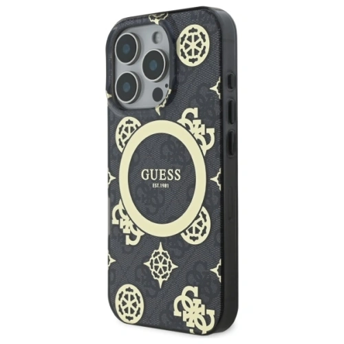 Buy Guess GUHMP16LH4PYEEK Apple iPhone 16 Pro hardcase IML Peony On 4G Background MagSafe black - GUE3652 - {ean13} - Home Screen Store Europe