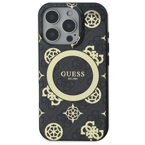 Buy Guess GUHMP16LH4PYEEK Apple iPhone 16 Pro hardcase IML Peony On 4G Background MagSafe black - GUE3652 - {ean13} - Home Screen Store Europe