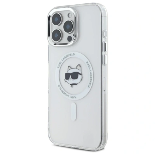 Buy Karl Lagerfeld KLHMP16LHLSCHH Apple iPhone 16 Pro hardcase IML Metal Choupette Head MagSafe white - KLD21753 - {ean13} - Home Screen Store Europe