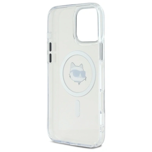 Buy Karl Lagerfeld KLHMP16LHLSCHH Apple iPhone 16 Pro hardcase IML Metal Choupette Head MagSafe white - KLD21753 - {ean13} - Home Screen Store Europe