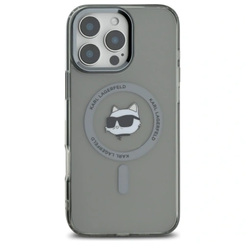 Buy Karl Lagerfeld KLHMP16LHLSCHK Apple iPhone 16 Pro hardcase IML Metal Choupette Head MagSafe black - KLD21754 - {ean13} - Home Screen Store Europe