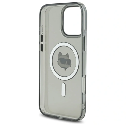 Buy Karl Lagerfeld KLHMP16LHLSCHK Apple iPhone 16 Pro hardcase IML Metal Choupette Head MagSafe black - KLD21754 - {ean13} - Home Screen Store Europe