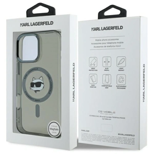 Buy Karl Lagerfeld KLHMP16LHLSCHK Apple iPhone 16 Pro hardcase IML Metal Choupette Head MagSafe black - KLD21754 - {ean13} - Home Screen Store Europe