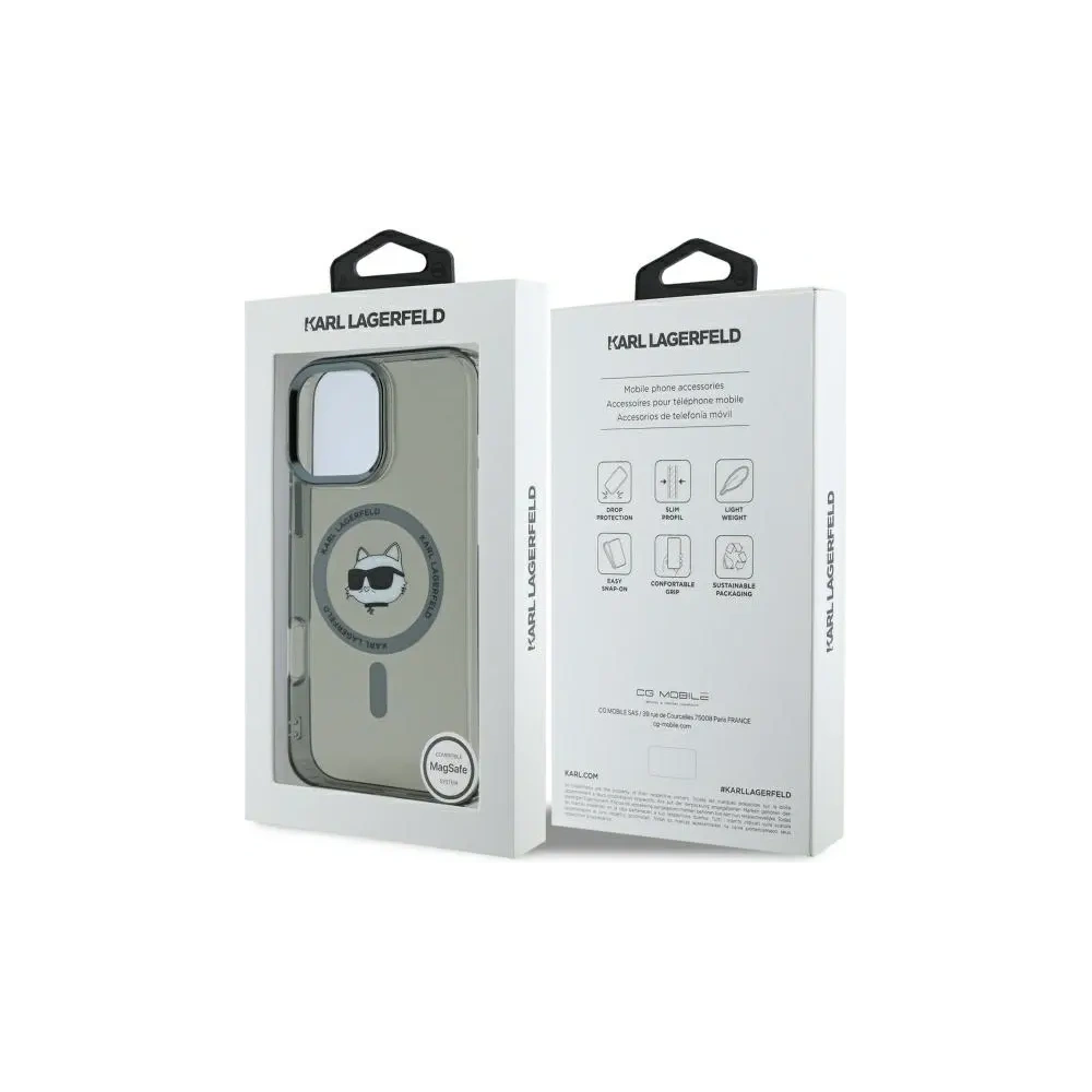 Etui Karl Lagerfeld KLHMP16LHLSCHK Apple iPhone 16 Pro hardcase IML Metal Choupette Head MagSafe czarny/black