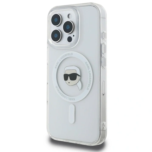 Buy Karl Lagerfeld KLHMP16LHLSKIH Apple iPhone 16 Pro hardcase IML Metal Karl Head MagSafe white - KLD21755 - {ean13} - Home Screen Store Europe