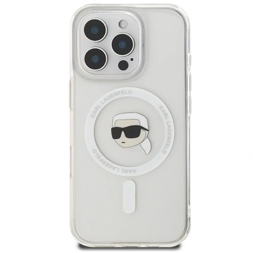 Buy Karl Lagerfeld KLHMP16LHLSKIH Apple iPhone 16 Pro hardcase IML Metal Karl Head MagSafe white - KLD21755 - {ean13} - Home Screen Store Europe