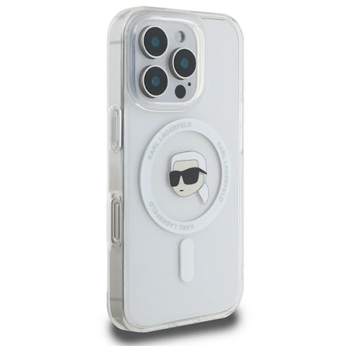 Buy Karl Lagerfeld KLHMP16LHLSKIH Apple iPhone 16 Pro hardcase IML Metal Karl Head MagSafe white - KLD21755 - {ean13} - Home Screen Store Europe