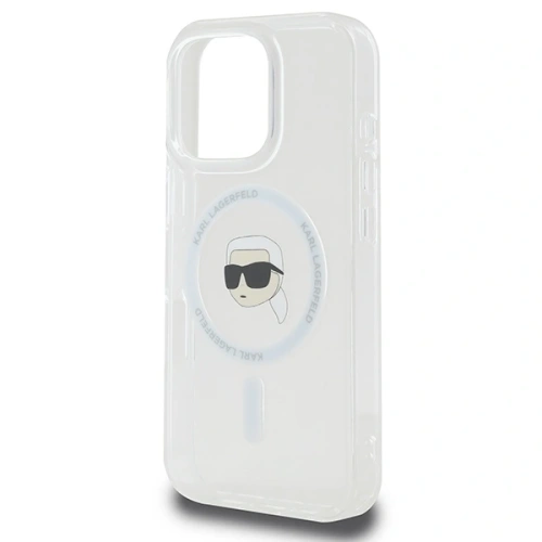 Buy Karl Lagerfeld KLHMP16LHLSKIH Apple iPhone 16 Pro hardcase IML Metal Karl Head MagSafe white - KLD21755 - {ean13} - Home Screen Store Europe