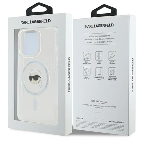 Buy Karl Lagerfeld KLHMP16LHLSKIH Apple iPhone 16 Pro hardcase IML Metal Karl Head MagSafe white - KLD21755 - {ean13} - Home Screen Store Europe