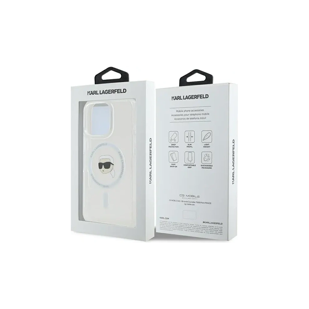 Etui Karl Lagerfeld KLHMP16LHLSKIH Apple iPhone 16 Pro hardcase IML Metal Karl Head MagSafe biały/white