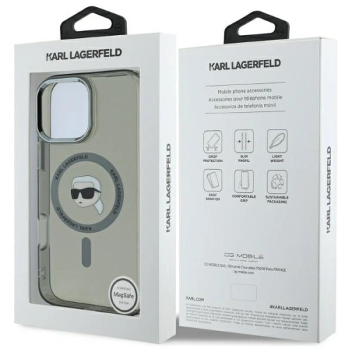 Buy Karl Lagerfeld KLHMP16LHLSKIK Apple iPhone 16 Pro hardcase IML Metal Karl Head MagSafe black - KLD21756 - {ean13} - Home Screen Store Europe