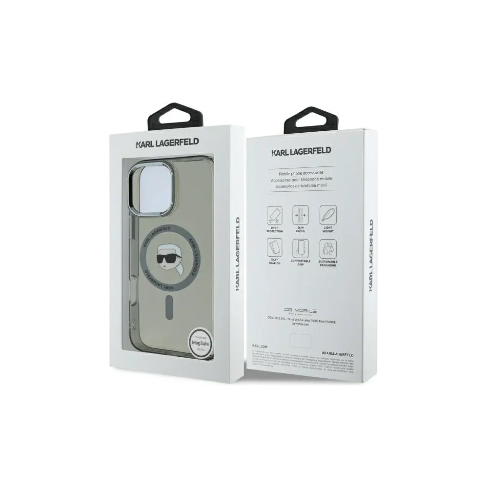 Etui Karl Lagerfeld KLHMP16LHLSKIK Apple iPhone 16 Pro hardcase IML Metal Karl Head MagSafe czarny/black