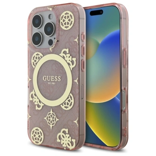 Buy Guess GUHMP16LH4PYEEP Apple iPhone 16 Pro hardcase IML Peony On 4G Background MagSafe pink - GUE3653 - {ean13} - Home Screen Store Europe