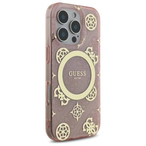 Buy Guess GUHMP16LH4PYEEP Apple iPhone 16 Pro hardcase IML Peony On 4G Background MagSafe pink - GUE3653 - {ean13} - Home Screen Store Europe