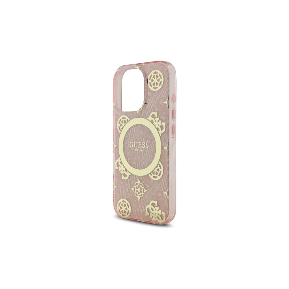 Etui Guess GUHMP16LH4PYEEP Apple iPhone 16 Pro hardcase IML Peony On 4G Background MagSafe różowy/pink