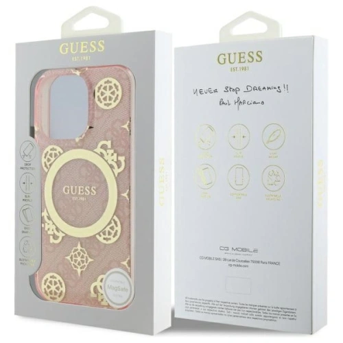 Buy Guess GUHMP16LH4PYEEP Apple iPhone 16 Pro hardcase IML Peony On 4G Background MagSafe pink - GUE3653 - {ean13} - Home Screen Store Europe