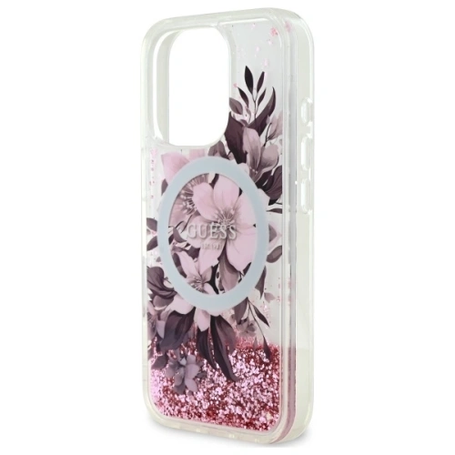 Buy Guess GUHMP16LLFMWTP AppleiPhone 16 Pro hardcase Liquid Glitter Flower MagSafe pink - GUE3654 - {ean13} - Home Screen Store Europe