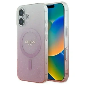 Guess GUHMP16SHGRCELP Apple iPhone 16 hardcase IML Glitter Gradient MagSafe pink