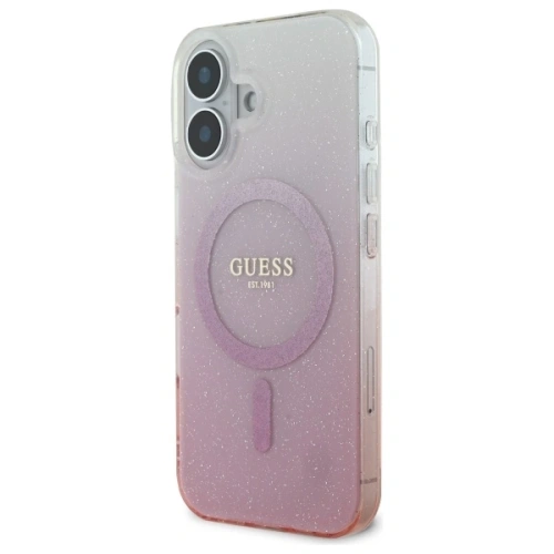 Kup Guess GUHMP16SHGRCELP Apple iPhone 16 hardcase IML Glitter Gradient MagSafe roz - GUE3655 - {ean13} - Sklep Home Screen
