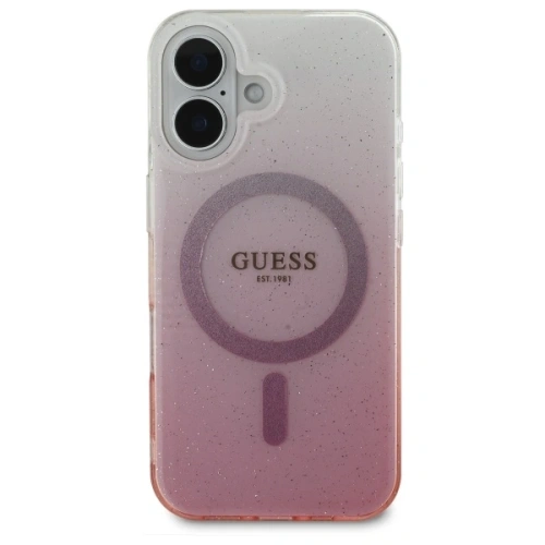 Buy Guess GUHMP16SHGRCELP Apple iPhone 16 hardcase IML Glitter Gradient MagSafe pink - GUE3655 - {ean13} - Home Screen Store Europe