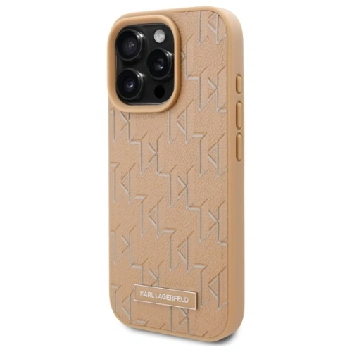 Buy Karl Lagerfeld KLHMP16LPKHPORPE Apple iPhone 16 Pro hardcase Leather Monogram Metal Logo MagSafe beige - KLD21758 - {ean13} - Home Screen Store Europe