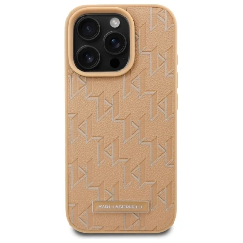 Buy Karl Lagerfeld KLHMP16LPKHPORPE Apple iPhone 16 Pro hardcase Leather Monogram Metal Logo MagSafe beige - KLD21758 - {ean13} - Home Screen Store Europe